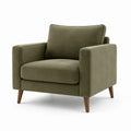 Fauteuil en tissu polyester vert avec pieds en bois