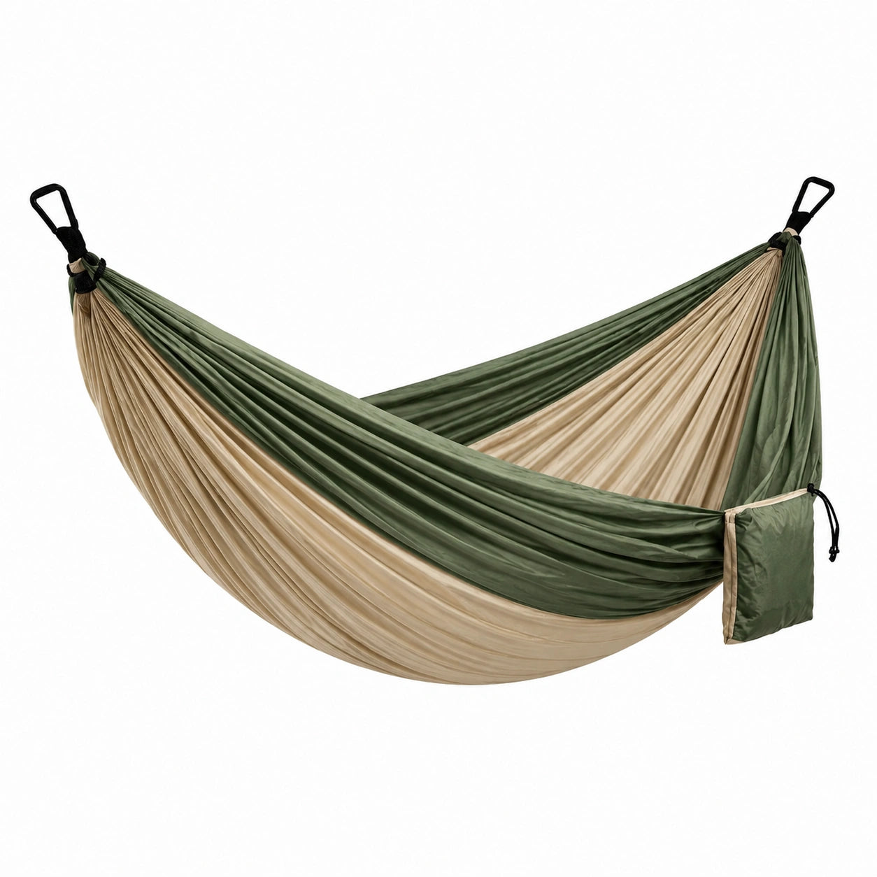 Hamac double en nylon parachute vert et beige 300x200 cm