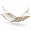 Hamac en coton à rayures beige/gris 200x150 cm