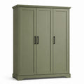 Armoire trois portes - Bois - Vert olive - 180x120x50 cm