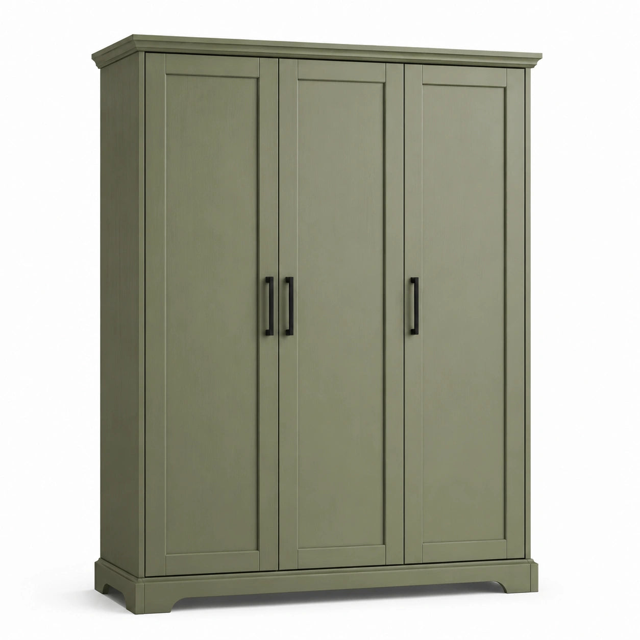 Armoire trois portes - Bois - Vert olive - 180x120x50 cm