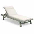 Chaise longue en aluminium vert olive avec coussin beige