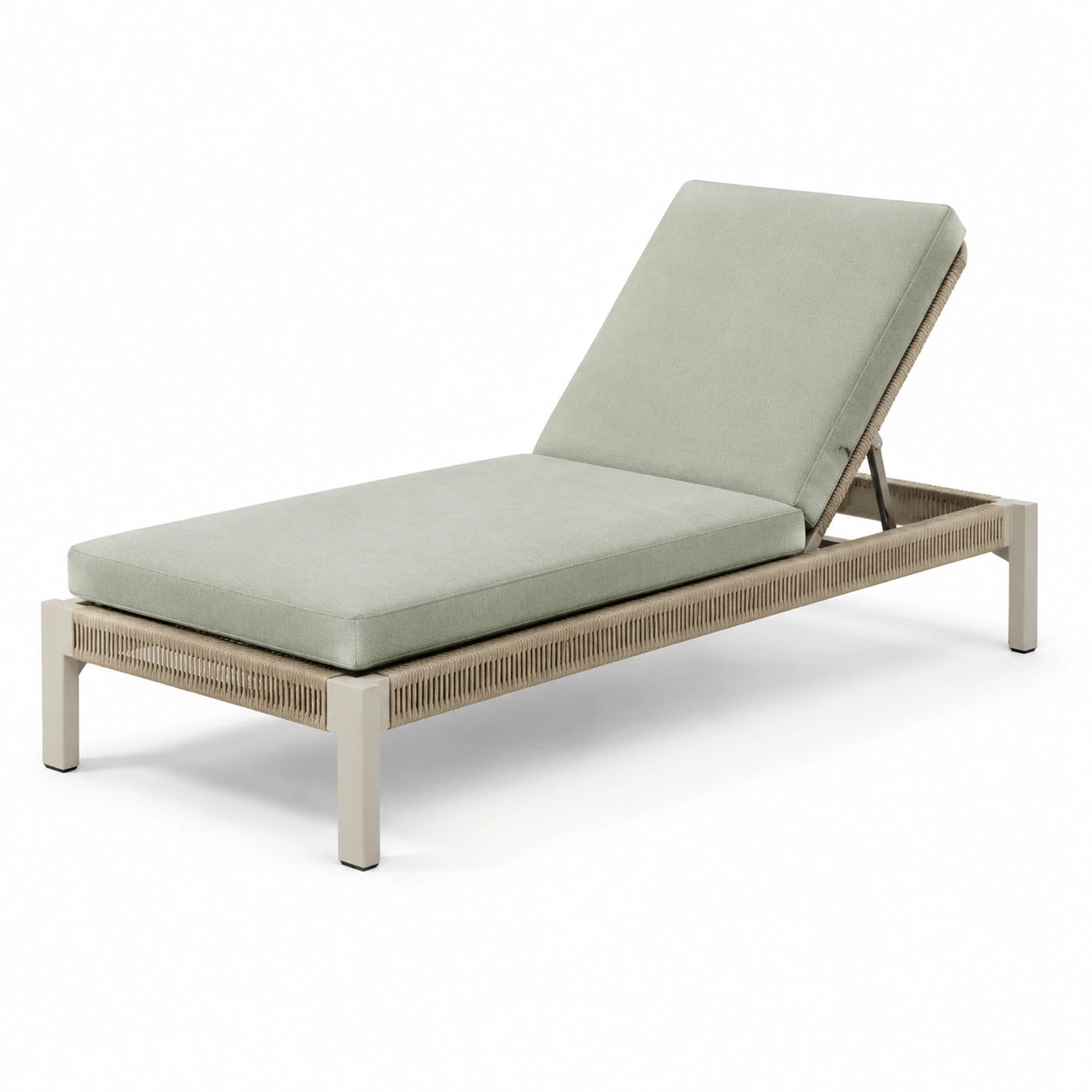 Chaise longue en aluminium et tissu polyester vert 200 cm