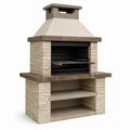 Barbecue en pierre reconstituée beige et marron 120x65x180 cm