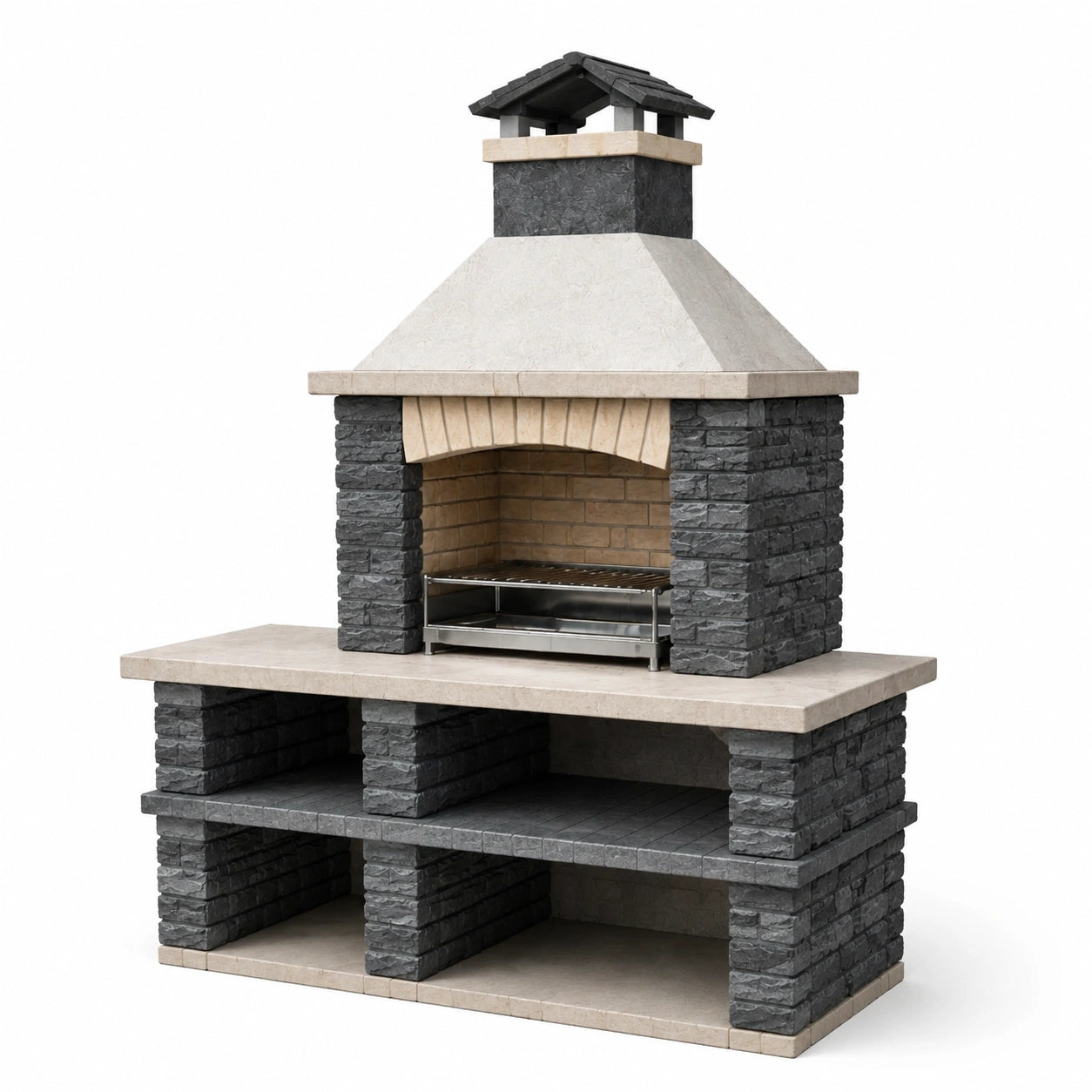 Barbecue en pierre reconstituée avec grille en acier inoxydable