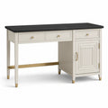 Bureau en bois d'ingénierie et métal noir et blanc 140cm x 60cm x 75cm