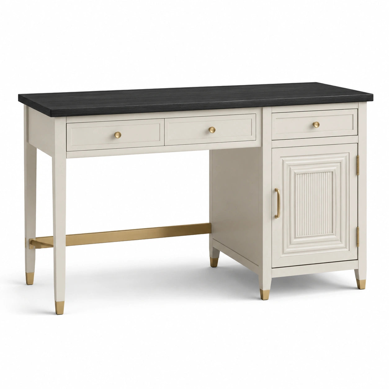 Bureau en bois d'ingénierie et métal noir et blanc 140cm x 60cm x 75cm