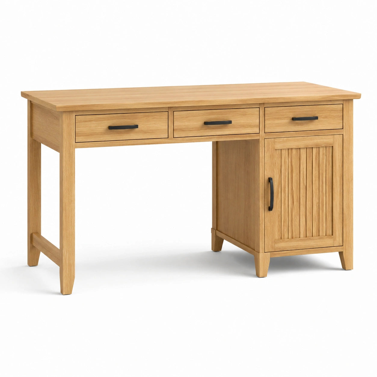 Bureau en bois avec tiroirs et porte en chêne clair 120x50x75 cm