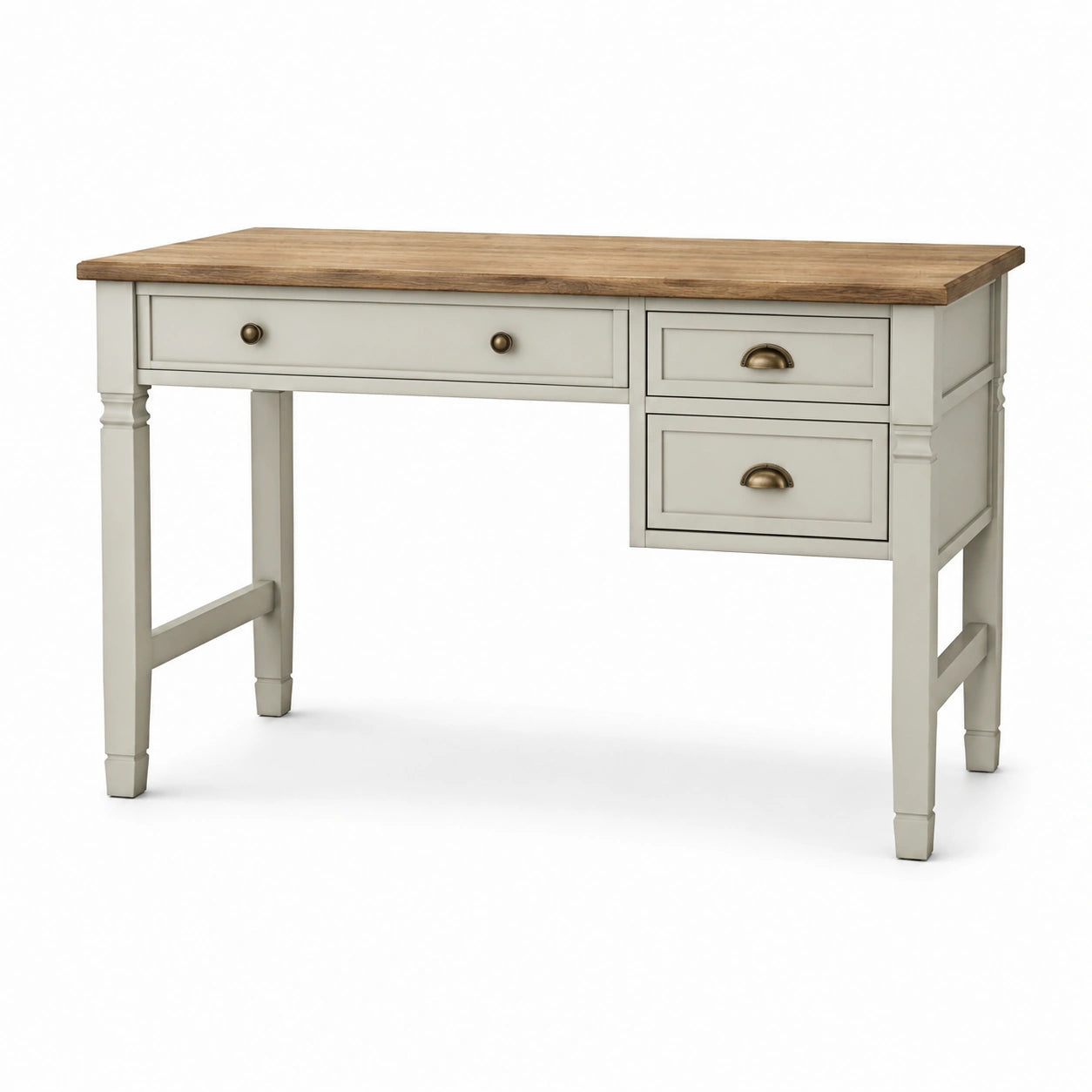 Bureau en bois avec tiroirs en bois naturel et blanc 120 cm