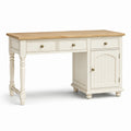 Bureau en bois avec plateau en chêne et tiroirs