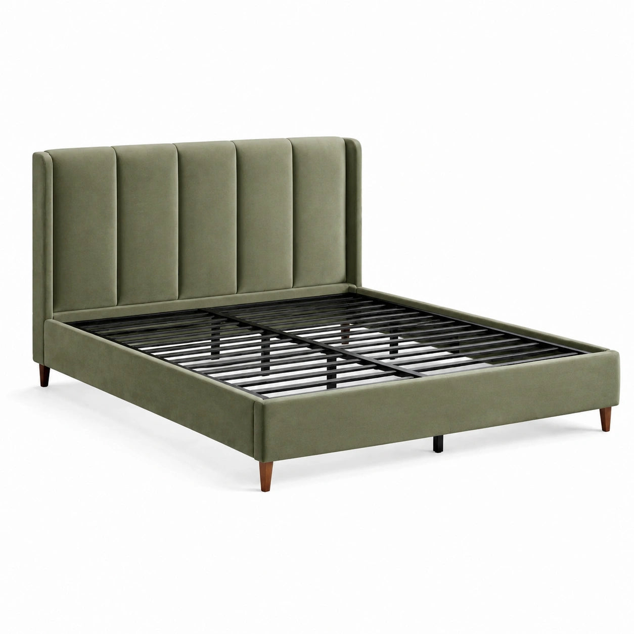 Cadre de lit en velours avec pieds en bois 200x160 cm