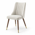 Chaise en bois avec tissu beige et pieds en noyer