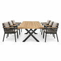 Ensemble de salle à manger d'extérieur en bois et métal avec 6 chaises