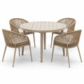 Ensemble de Salle à Manger d'Extérieur en Aluminium et Corde Beige pour 4 Personnes